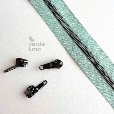 Fecho zipper metalizado pré-cortado 1m - Antracite