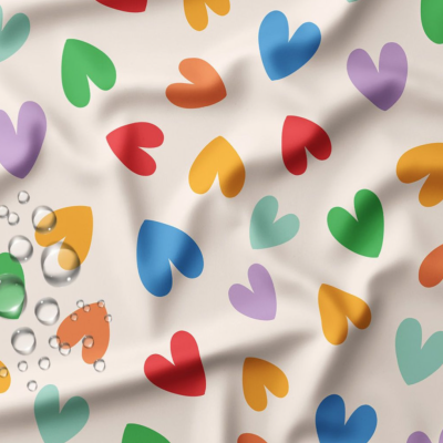 Tecido raincoat - Corações