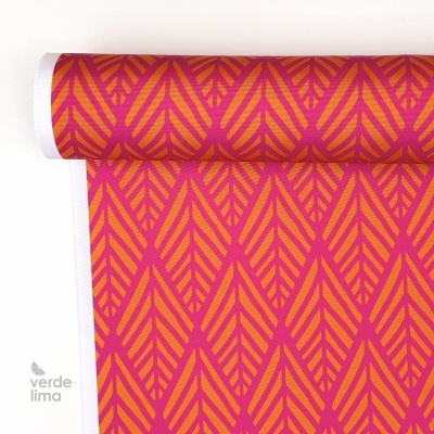 Nylon Impermeável - Geométrico rosa e laranja (novo tom)