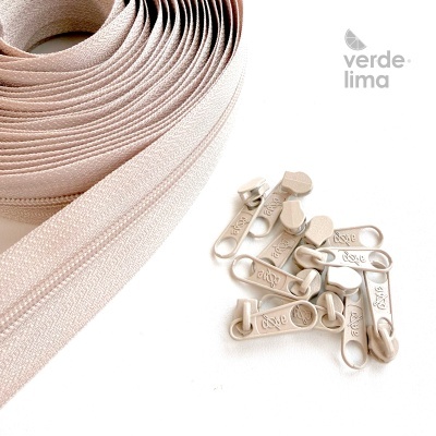 Fecho zipper malha 3 - Pack de 5 metros com 10 cursores