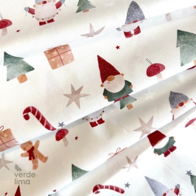 Tecido de Algodão - Estampado digital - Gnomos