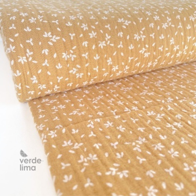 Musselina - Folhagens em fundo ocre