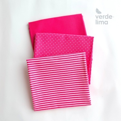 Pack de retalhos - Básicos de algodão - Rosa Forte