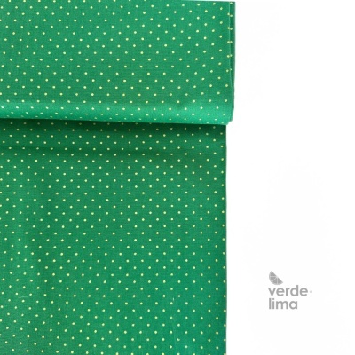 Tecido de Algodão - Pintas com glitter dourado - Verde