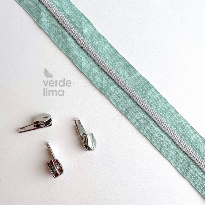 Fecho zipper metalizado pré-cortado 3m - Prateado