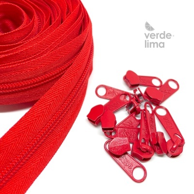 Fecho zipper malha 5 - Pack de 5 metros com 10 cursores