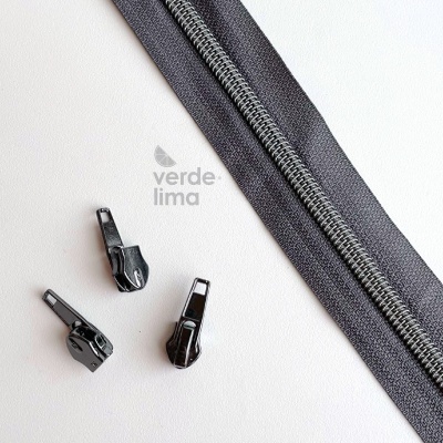 Fecho zipper metalizado pré-cortado 1m - Antracite