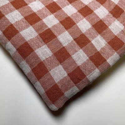 Retalho 42x130cm - Musselina dupla face - Vichy - Tijolo