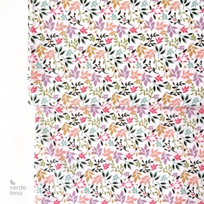 Tecido de Algodão - Folhagem colorida