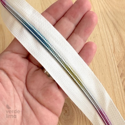 Fecho Zipper Metalizado malha 5 - Branco