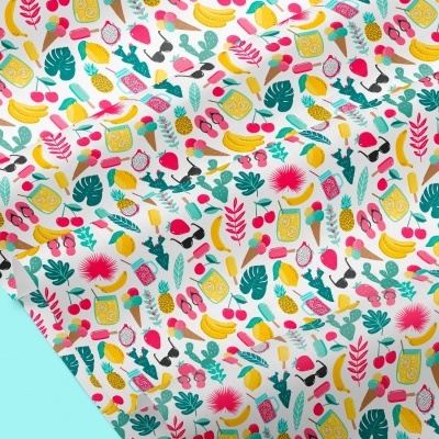 Tecido de Algodão - Fruity Summer - Summer fundo branco