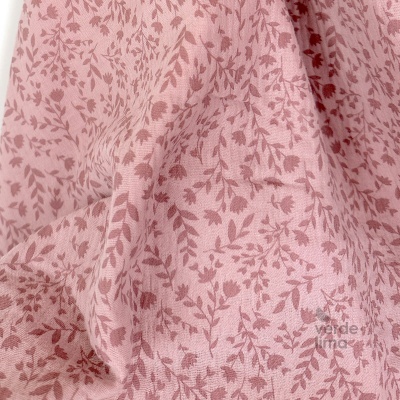 Musselina - Floral em tons rosa