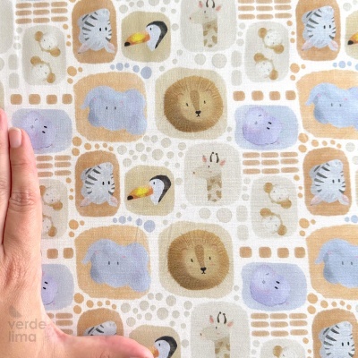 Tecido de Algodão - Savana baby - Rostos na savana