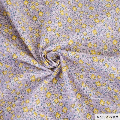 Tecido de algodão leve - Sun&Lilac Flowers