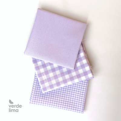 Pack de retalhos - Vichy e cambraia de algodão - Lilás