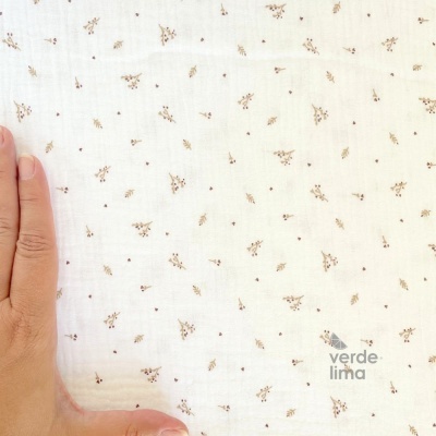 Musselina - Folhagens em fundo branco