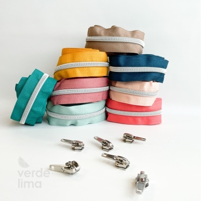 Fecho zipper metalizado pré-cortado 1m - Prateado