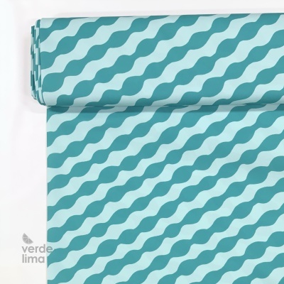 Minimate Impermeável - Ondas menta e azul água