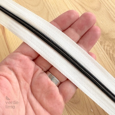 Fecho Zipper Metalizado malha 5 - Branco