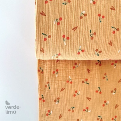 Musselina - Cerejas fundo ocre