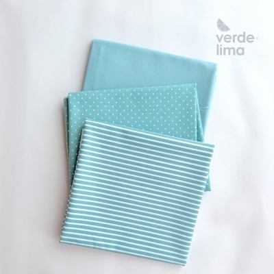 Pack de retalhos - Básicos de algodão - Azul Água