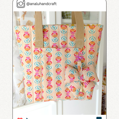 Tecido de Algodão - Floral com riscas