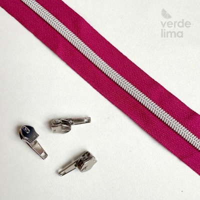 Fecho zipper metalizado pré-cortado 1m - Prateado