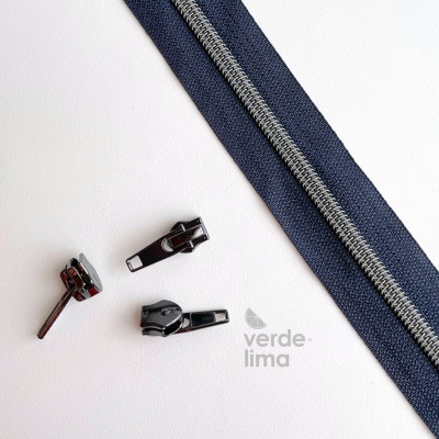 Fecho zipper metalizado pré-cortado 1m - Antracite
