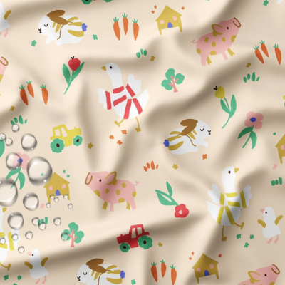 Tecido raincoat - Animais da quinta