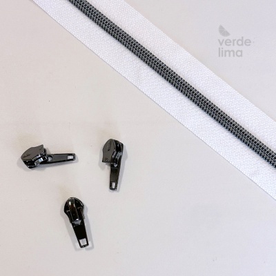 Fecho zipper metalizado pré-cortado 1m - Antracite