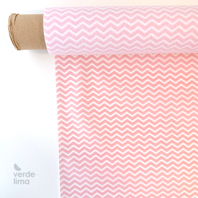 Tecido Plastificado - Chevron Rosa