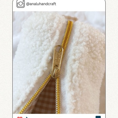 Fecho zipper metalizado malha 5 branco - Bobine de 25m