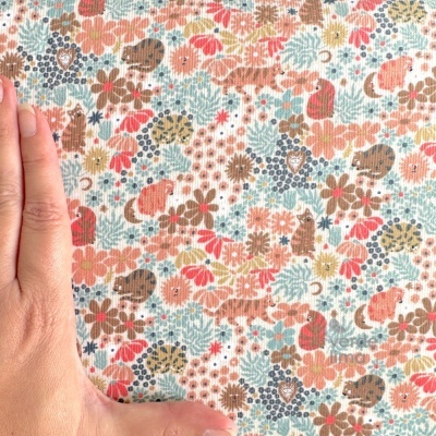 Bombazine estampada  - Animais e flores