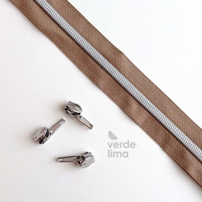 Fecho zipper metalizado pré-cortado 3m - Prateado