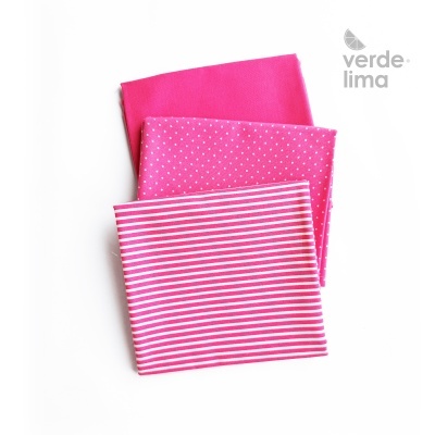 Pack de retalhos - Básicos de algodão - Rosa Forte