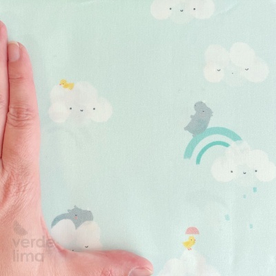 Tecido de Algodão - Sky cloud rhinos