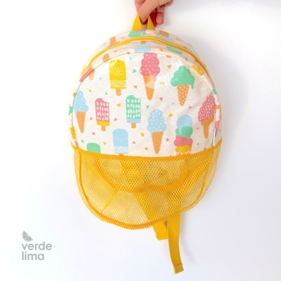 Mochila de praia com rede - amarela
