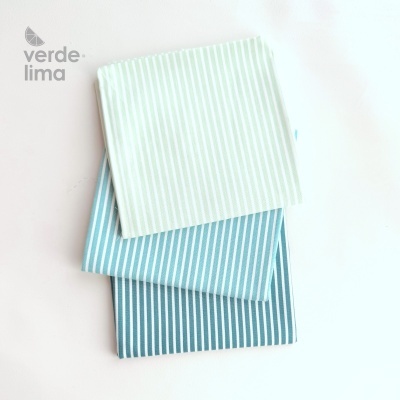 Pack de retalhos - Riscas tons oceano