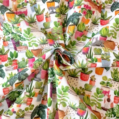 Tecido de Algodão - Estampado digital - Pets and plants