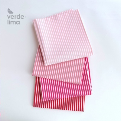 Pack de retalhos - Riscas tons cherry