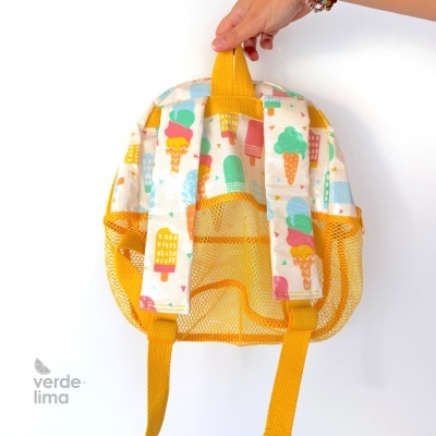 Mochila de praia com rede - amarela