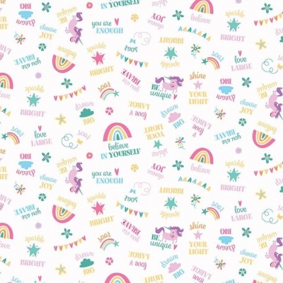 Retalho 50x110cm -Unicorn Kingdom - Be You White