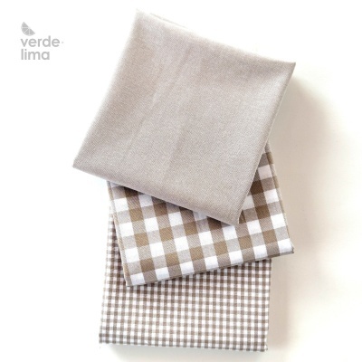 Pack de retalhos - Vichy e cambraia de algodão - Areia