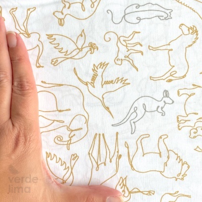 Tecido de algodão - Safari outline - Silhuetas fundo branco