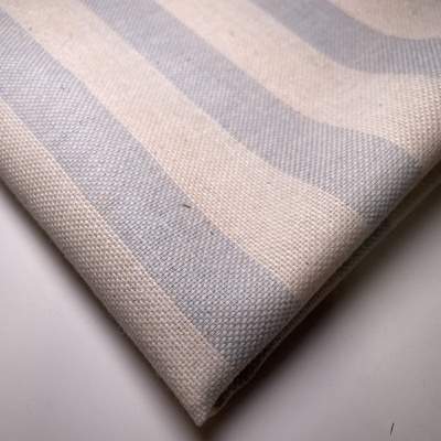 Retalho 42x140cm - Linho Alentejano com riscas - Resinado - Azul Claro