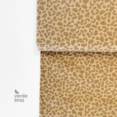 Tecido de Algodão - Mini Geométrico Bege e Castanho