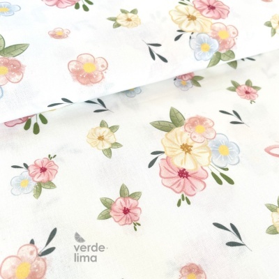 Tecido de Algodão - Estampado digital - Floral