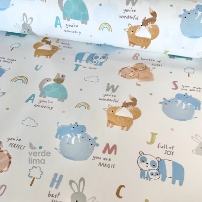 Tecido raincoat - Alfabeto dos animais