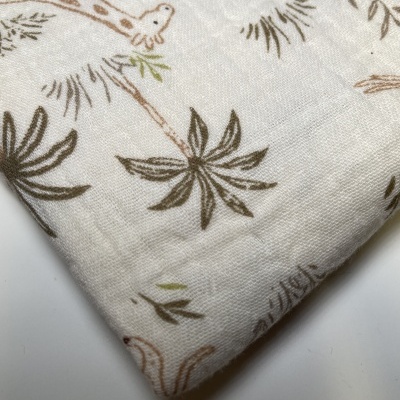 Retalho 35x140cm - Musselina - Animais na selva