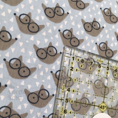 Retalho 40x150cm - Winter fox - fox heads light blue